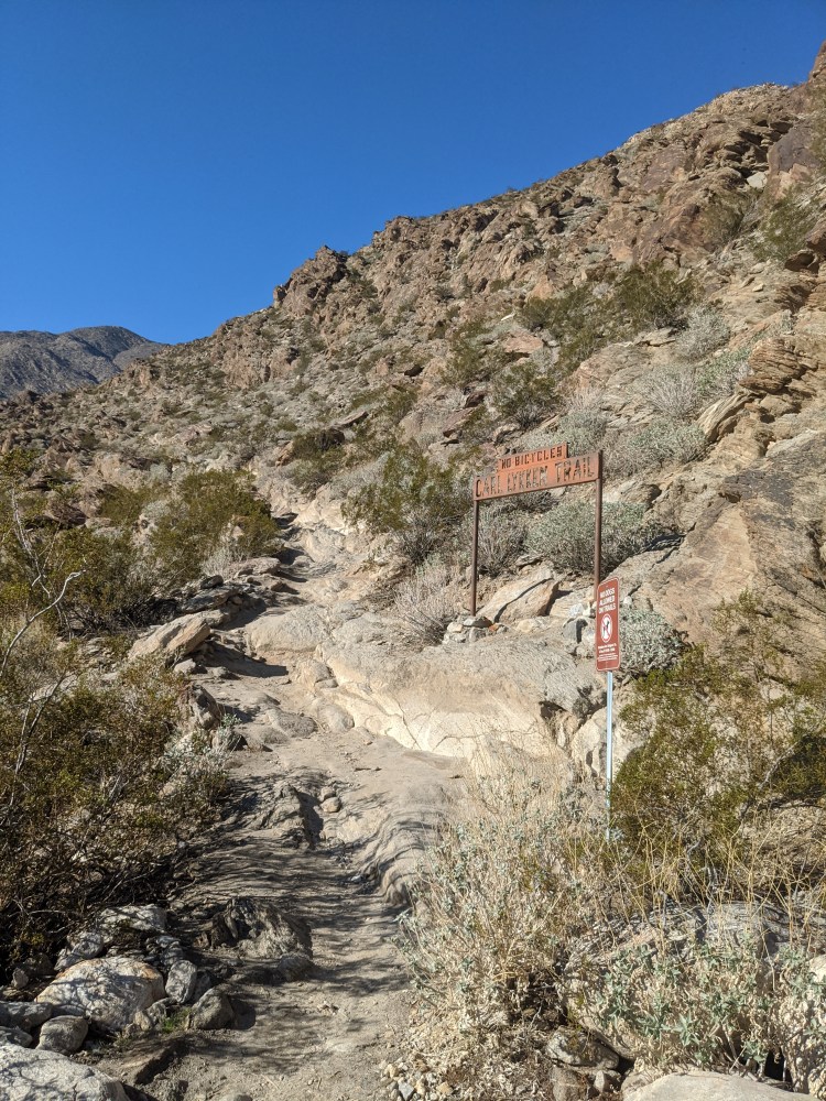trail head and sign for the Carl Lykken trail in Palm Springs