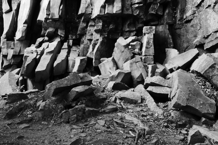 large slate that has fallen on the trail