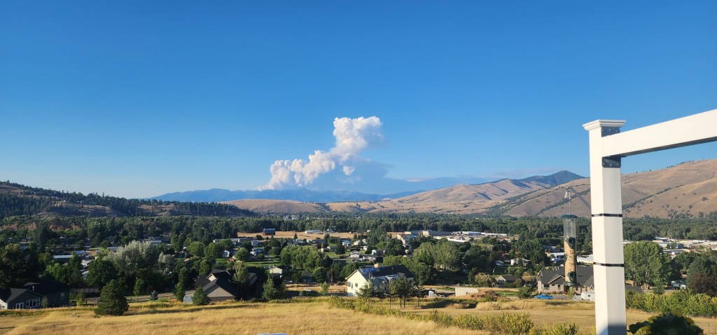 wildfire smoke in the distance