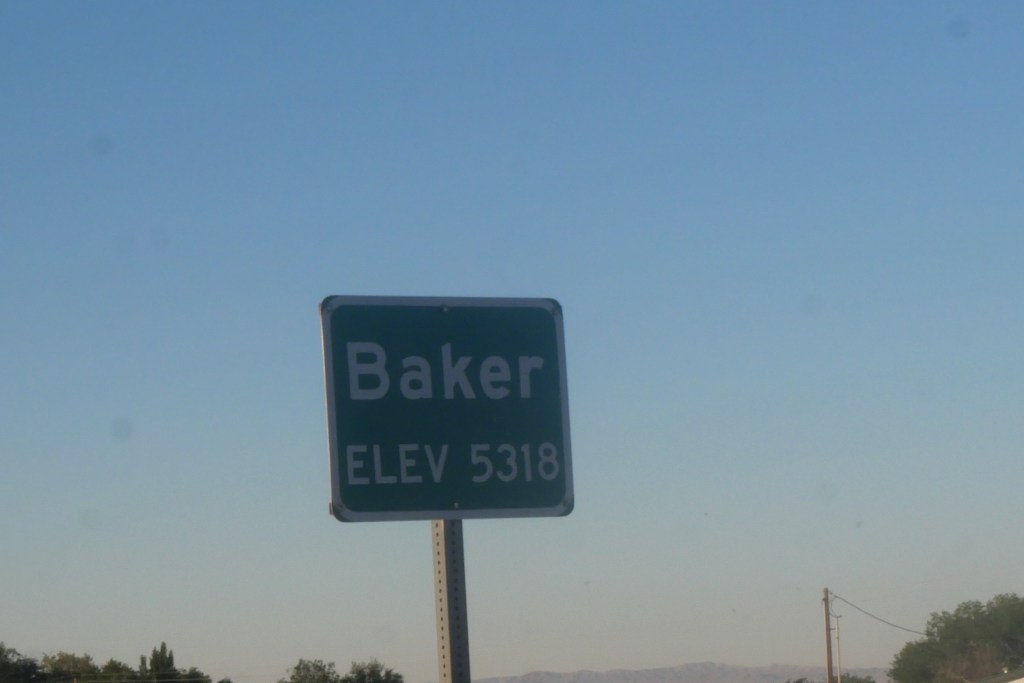 road sign for Baker Nevada